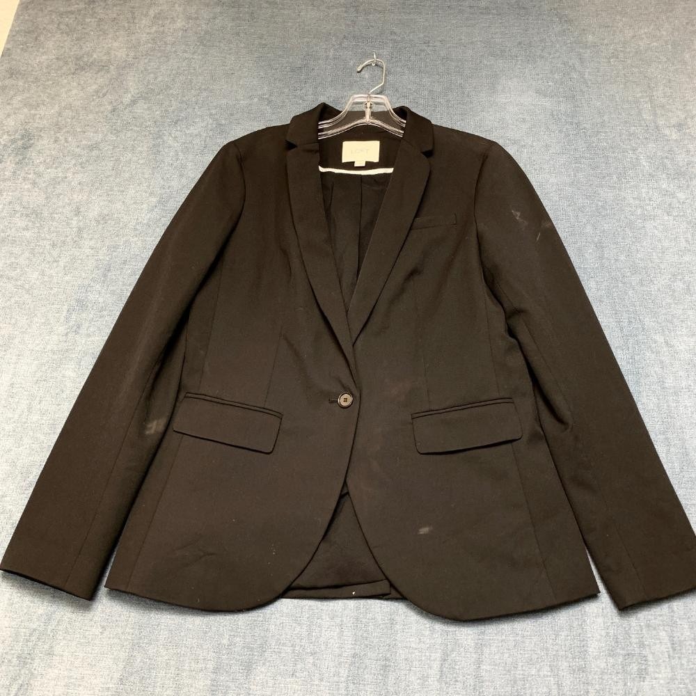 Ann Taylor Loft Blazer Jacket Womens 6 Black Stretch Lined Notch Single Breasted